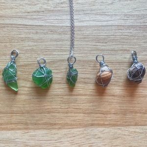 Seashell and sea glass pendants